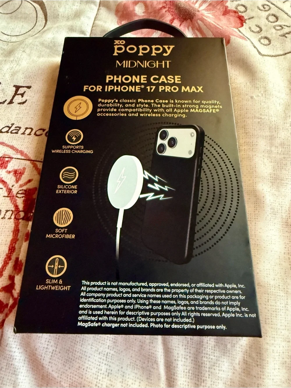 XO Poppy iPhone 17 Pro Max Midnight Black Magsafe Compatible Cellphone Case NIB